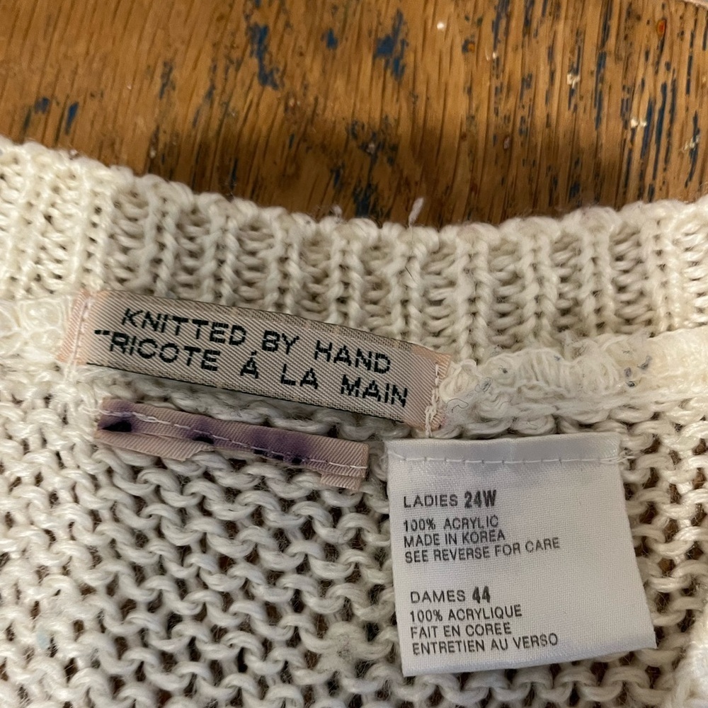 HAND-KNITTED FLORAL VEST – SIZE 24W (VINTAGE) - Picture 3 of 8